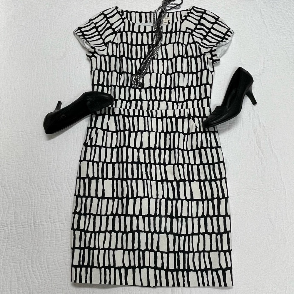 J. Crew Black and White Patterned Dress